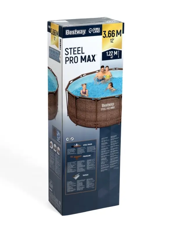 Бассейн каркасный Steel Pro, 366&times;122 см, круглый, цвет ротанг, 561JH Bestway