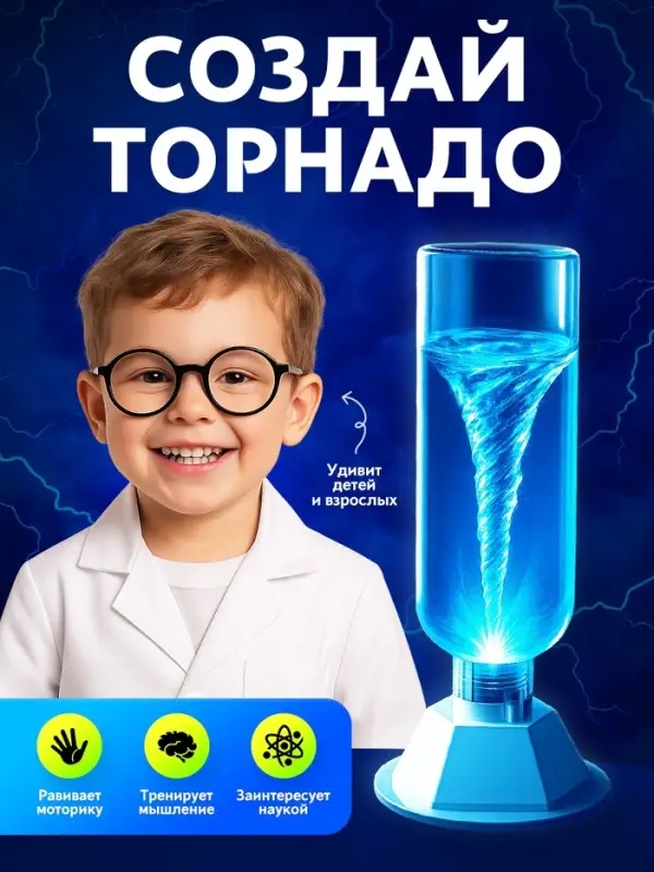 Набор для опытов &laquo;Научный торнадо&raquo;, работает от мотора