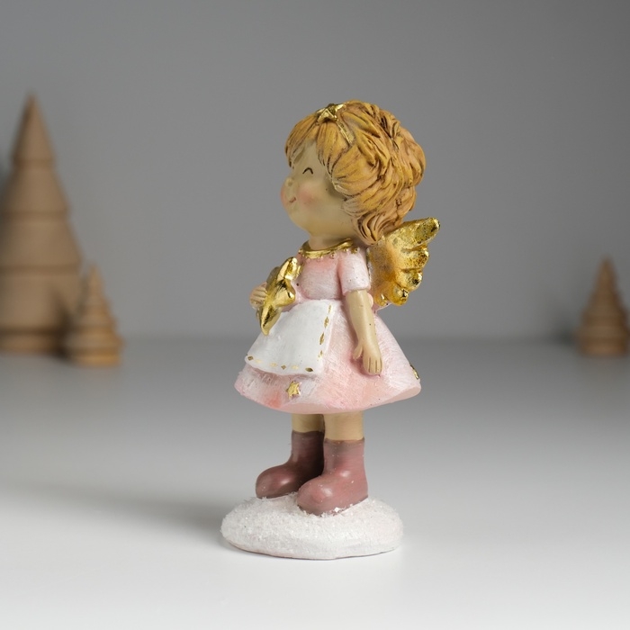 Сувенир полистоун Сувенир полистоун "Ангелочек в розовом платье и белом фартуке" МИКС 6,5х5х12,5 см