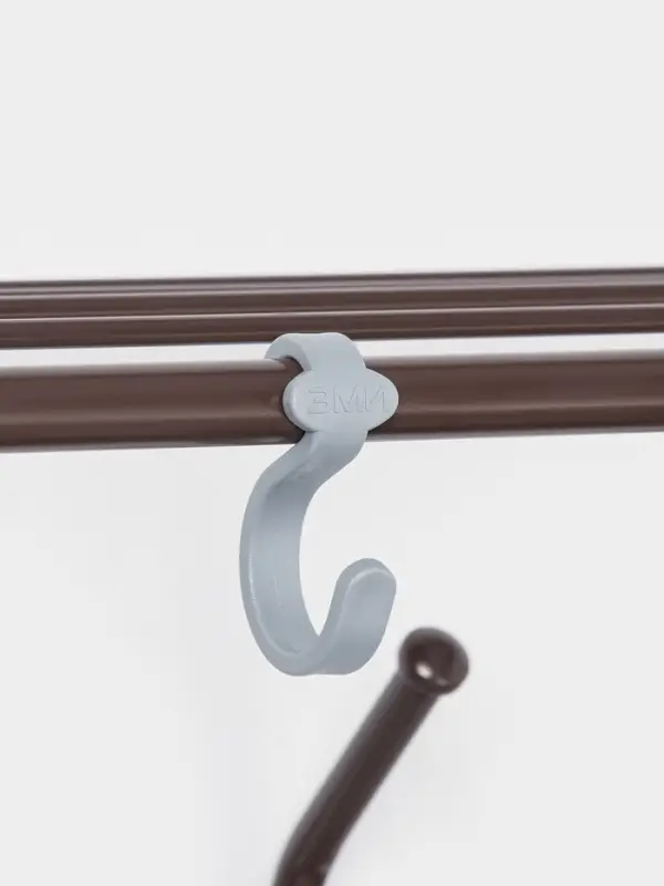 Вешалка настенная, с полкой, 8 крючков, 100 см, коричневая