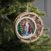 Подвеска световая &laquo;Дед Мороз и Снегурочка&raquo;, 15&times;3 см, 6 LED, от батареек АААx2, свечение тёплое белое