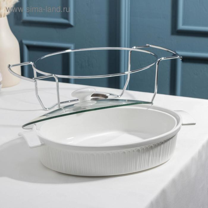 Мармит из жаропрочной керамики овальный Magistro «Бланш», 1,97 л, 38×23×17 см Мармит из жаропрочной керамики овальный Magistro «Бланш», 1,97 л, 38×23×17 см