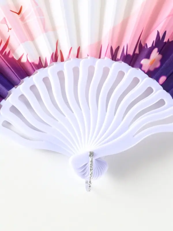 Веер пластик, текстиль  Веер пластик, текстиль "Спящие котики на полянке" МИКС 23 см