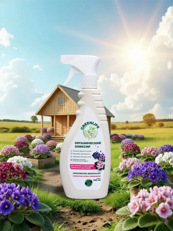 Спрей для фиалок и цветущих комнатных растений Greenlife &laquo;Органический эликсир&raquo;, 500 мл