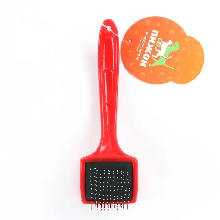 Щётка - пуходёрка малая, основание 50&times;50 мм, жесткая с каплями, красная