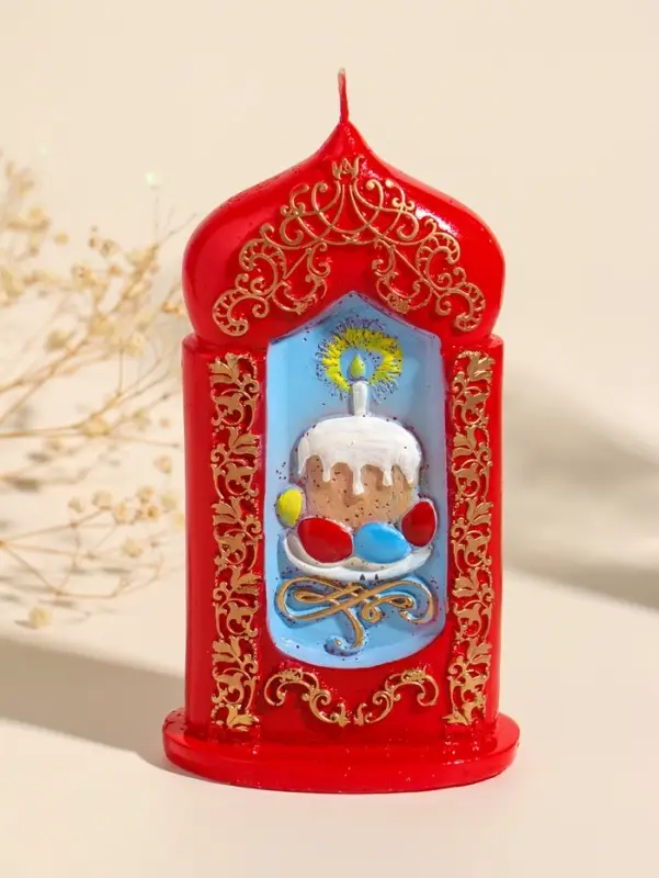 Свеча декоративная "Пасхальная свеча с куличиком" 8х15 см, 180 гр