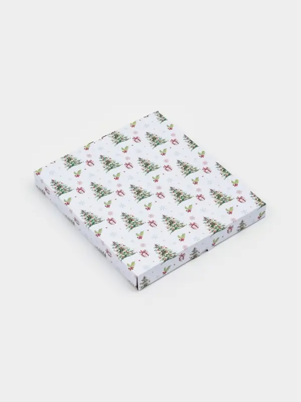 Блюдо сервировочное новогоднее Доляна &laquo;Еловые ветки&raquo;, 24.5&times;24.7&times;2 см, стекло, белое, зелёное