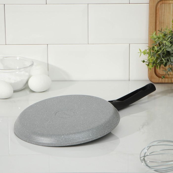Сковорода блинная, d=22 см, пластиковая ручка, антипригарное покрытие, цвет светлый мрамор Сковорода блинная, d=22 см, пластиковая ручка, антипригарное покрытие, цвет светлый мрамор