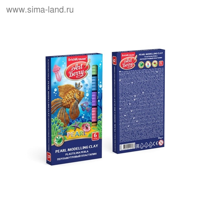 Пластилин 6 цветов, 90 г, ErichKrause ArtBerry Pearl, перламутровый, с алоэ вера, со стеком, в картонной упаковке Пластилин 6 цветов, 90 г, ErichKrause ArtBerry Pearl, перламутровый, с алоэ вера, со стеком, в картонной упаковке