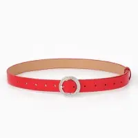 Ремень жен, 06-01-02-01, 3,5*0,3*110 см, без винта, пряжка серебро, 1 прокол, красный