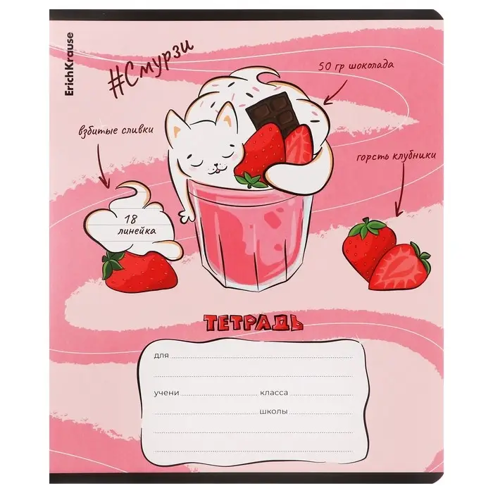 Тетрадь 18 листов в линейку, ErichKrause &laquo;Смузит&raquo;, обложка мелованный картон, МИКС