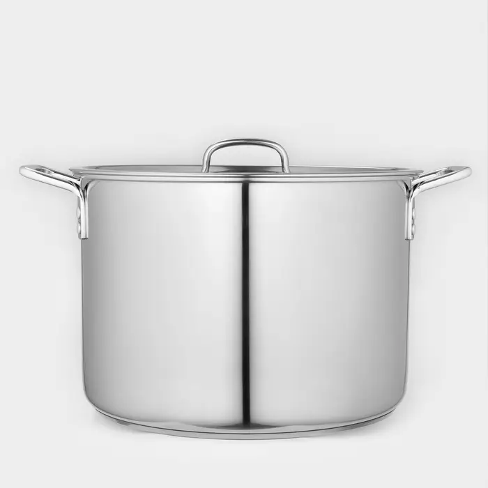 Котёл Катунь &laquo;Общепит&raquo;, 20 л, d=35 см, h=24 см, с крышкой, капсульное дно, индукция, нержавеющая сталь, хромированная