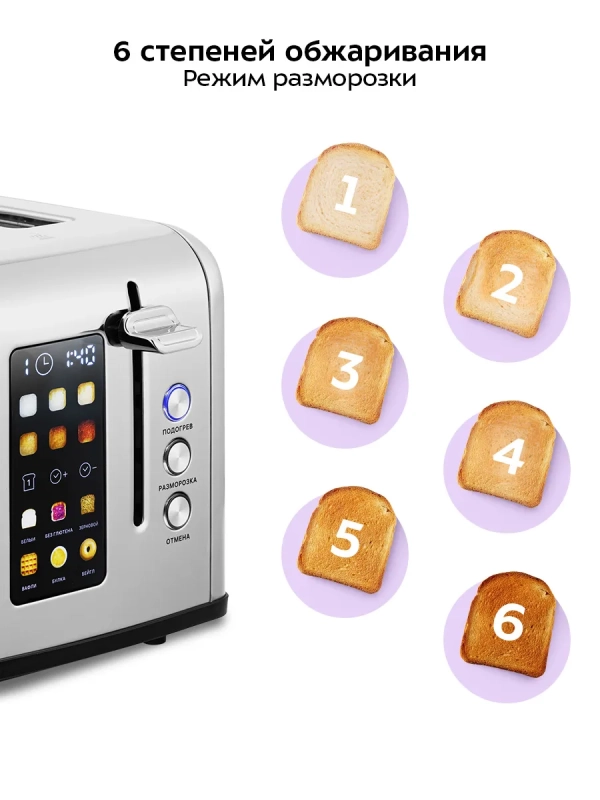 Тостер для хлеба с поддоном для крошек КТ-6834 - 815 Вт Тостер для хлеба с поддоном для крошек КТ-6834 - 815 Вт
