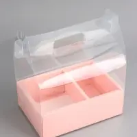 Коробка с PVC для цветов и десертов 26&times;18&times;30 см, розовый