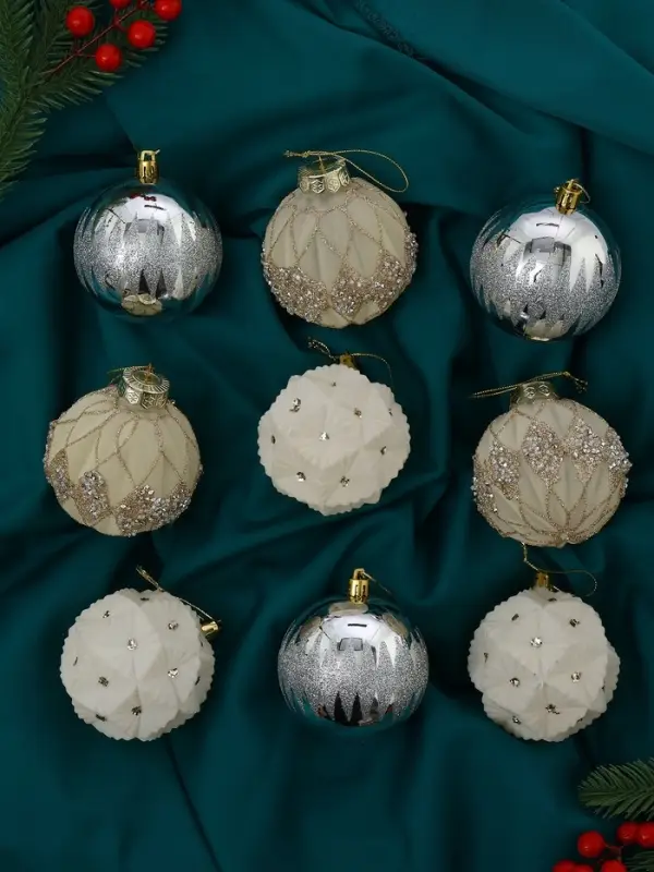 Набор шаров пластик d-8 см, 9 шт Набор шаров пластик d-8 см, 9 шт "Флурри"