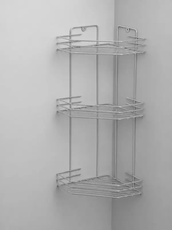 Полка для ванной угловая 3-ярусная, 20.5&times;20.5&times;52 см, хром