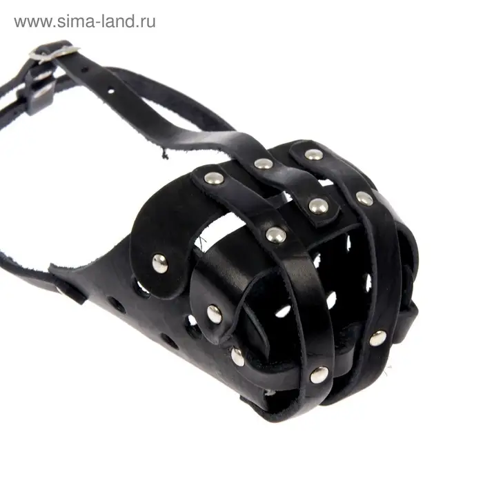 Намордник кожаный цельнокроенный, питбультерьер, ДН 8 см, ОМ 30 см, чёрный