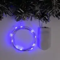 Гирлянда &laquo;Нить&raquo; 1 м роса, IP20, серебристая нить, 10 LED, батарейки CR2032&times;2 (в комплекте), свечение синее