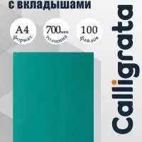 Папка с 100 вкладышами А4, 700 мкм, Calligrata, текстура &laquo;песок&raquo;, зелёная