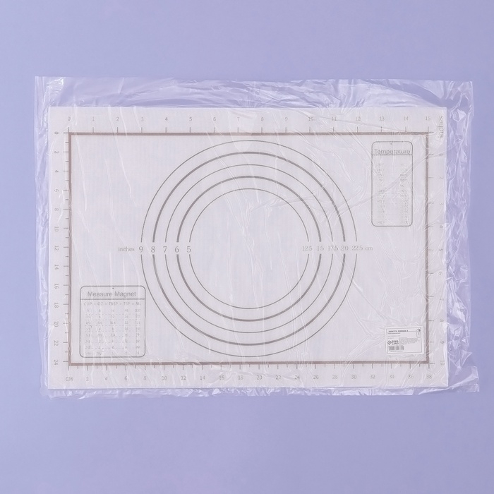 Коврик для выпечки и раскатки теста с разметкой, армированный, силикон, 42×29,5 см, белый