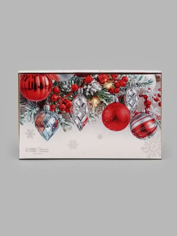 Коробка подарочная, самосборная &laquo;Новогодние игрушки&raquo;, 20&times;12&times;4 см