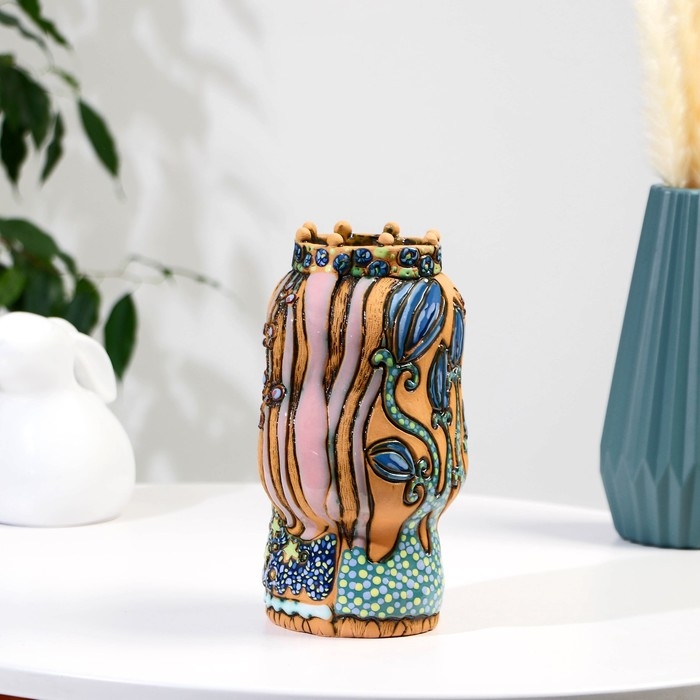 Сувенир керамика Сувенир керамика "Девочка-фея" с единорогом тёмная (Ваза), h=22 см V=1л