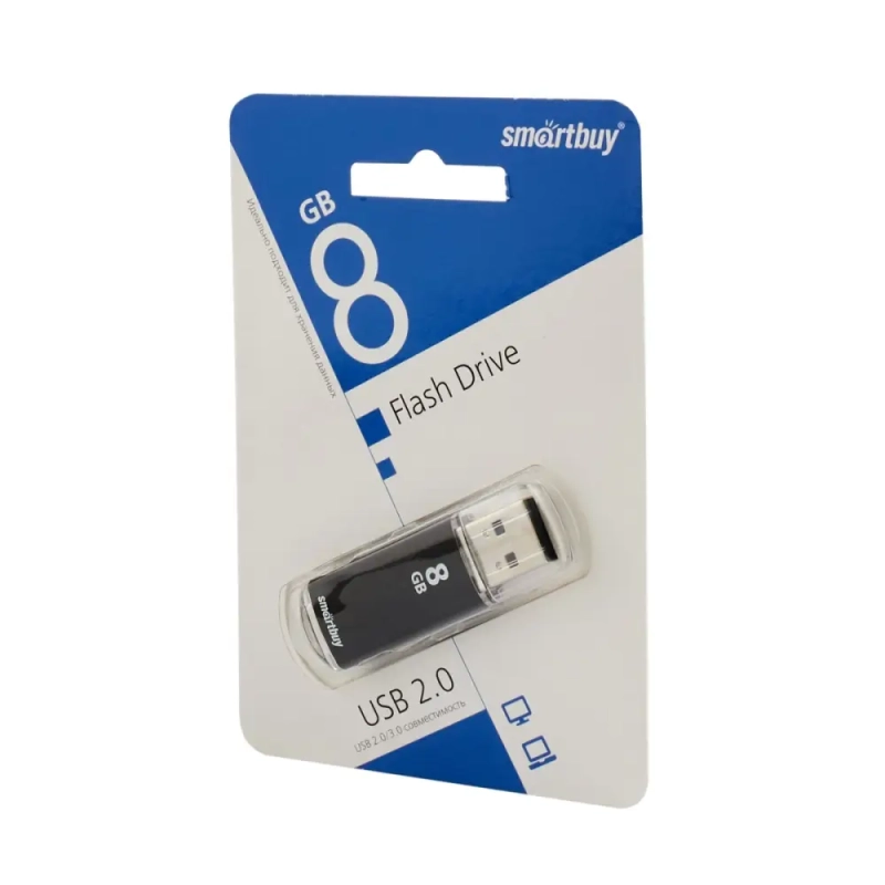 USB накопитель 8 GB Smart Buy V-Cut Black