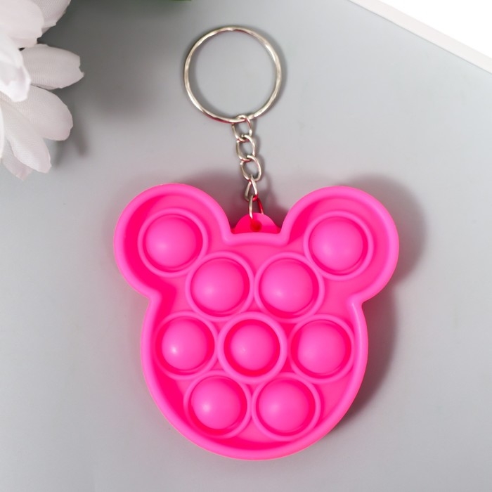 Брелок резина антистресс (бесконечная пупырка) Брелок резина антистресс (бесконечная пупырка) "Ушки" МИКС 7,1х7,9х1,3 см