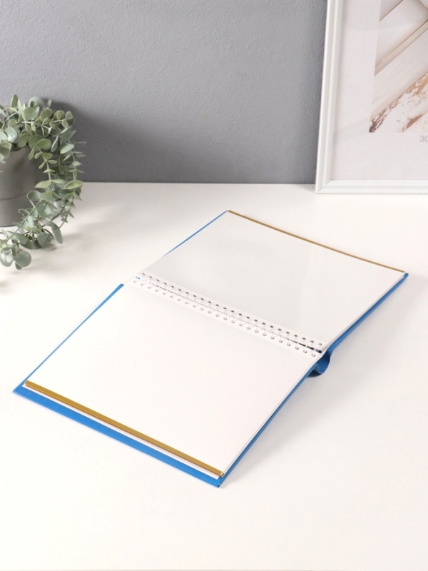 Фотоальбом магнитный 20 листов "Улыбайся чаще" голубой тиснение серебро 29х24х2 см