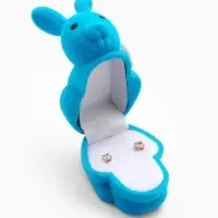 Футляр под серьги, кольцо &laquo;Кролик&raquo;, бархатный, 5.7&times;4.5 см, бирюзовый