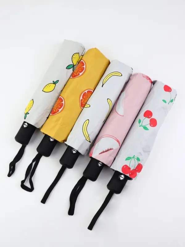 Зонт автоматический Summer fruit, ветроустойчивый, 3 сложения, 8 спиц, R=48/55 см, d=96 см, МИКС