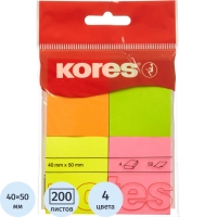 Стикеры Kores бум.для зам. 40х50 неон.гамма 4шт./уп.по 50л. '48450