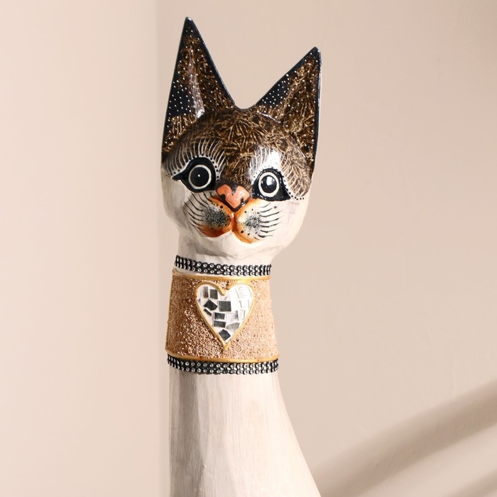 Сувенир дерево Сувенир дерево "Кошка с золотыми бабочками и зеркальным сердцем" 100х16х7 см