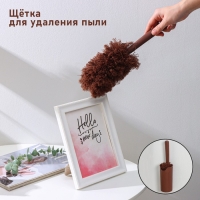Щётка для удаления пыли Доляна «Антистатик», 29 см, с подставкой на присоске, микрофибра, цвет коричневый