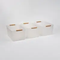 Корзины для хранения Wood Fusion, набор 3 шт.: 33.5&times;23&times;17 см, пластик, буковое дерево