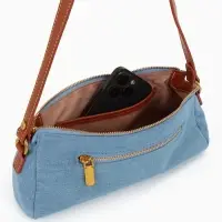 Сумка женская багет TEXTURA на молнии, 27&times;8&times;13 см, джинсовая, голубая