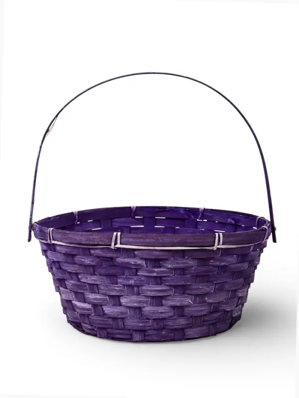 Корзина плетёная для хранения, 26&times;26&times;12 см, ручка h=21 см, бамбуковая, сиреневая