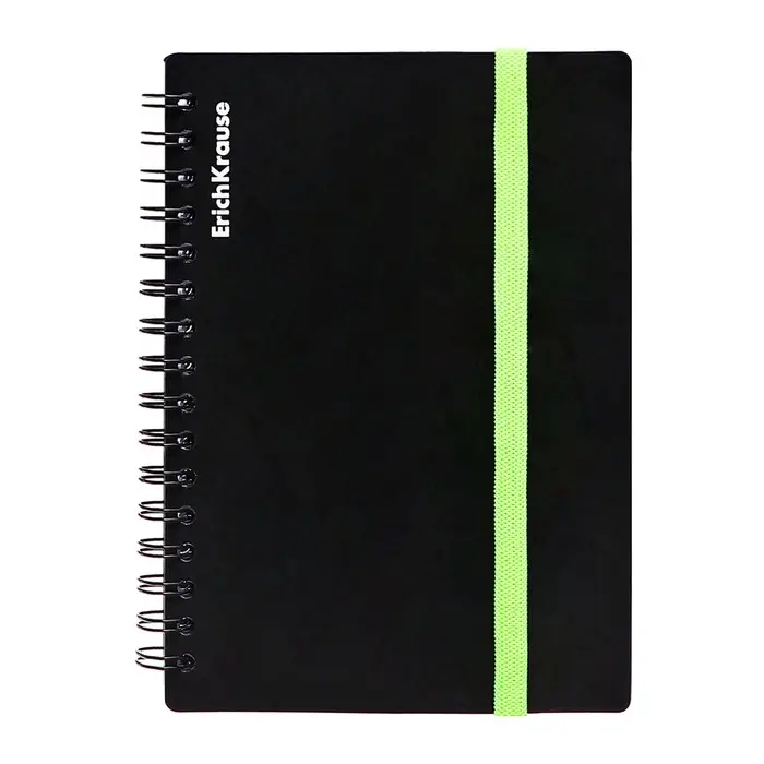 Тетрадь на спирали ErichKrause. Accent А6, 80 листов, в клетку, пластиковая обложка, на резинке, блок офсет, МИКС