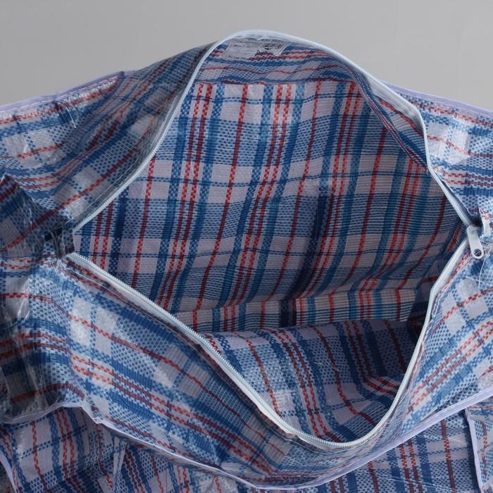 Сумка хозяйственная на молнии, 107 л, цвет синий/белый Сумка хозяйственная на молнии, 107 л, цвет синий/белый