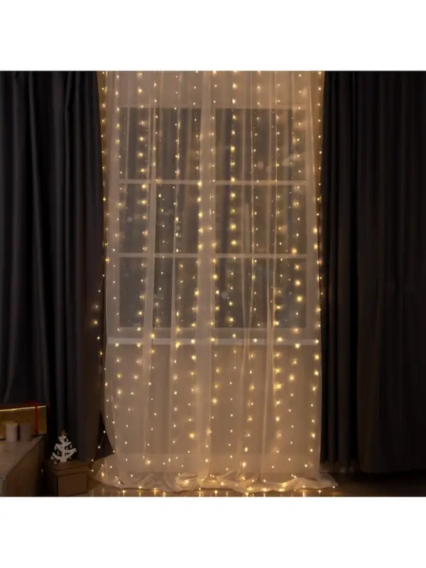 Гирлянда &laquo;Занавес&raquo; 2&times;3 м, роса, IP20, серебристая нить, 450 LED, свечение тёплое белое, 8 режимов, 220 В