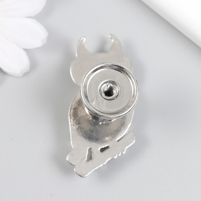 Ручка для шкатулки металл Ручка для шкатулки металл "Филин на ветке" серебро 5,2х2,2 см