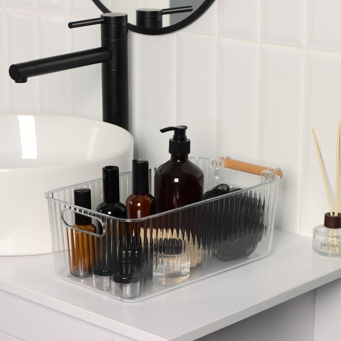 Контейнер для хранения с ручкой LaDо́m «Кристалл», 34×18,3×12 см, прозрачный Контейнер для хранения с ручкой LaDо́m «Кристалл», 34×18,3×12 см, прозрачный