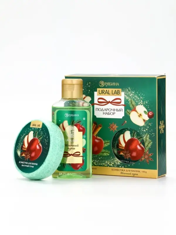 URAL LAB Арома Саунд Набор гель для душа и бомбочка для ванны, 100 гр, яблочный пунш URAL LAB Арома Саунд Набор гель для душа и бомбочка для ванны, 100 гр, яблочный пунш