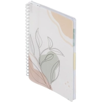 Бизнес-тетрадь 120л,клетка,А4 Flora 1,пласт.обл,серебр.спир,3раздел,линейка