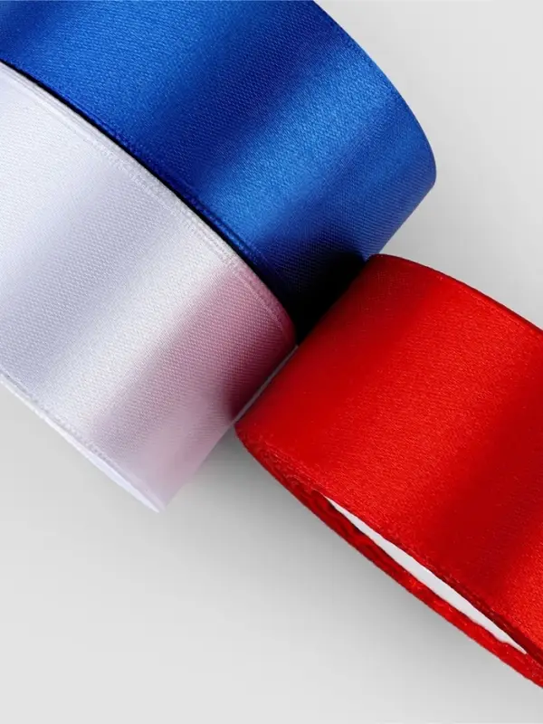 Атласная лента, набор 3 шт., 40 мм, 23&plusmn;1 м, триколор