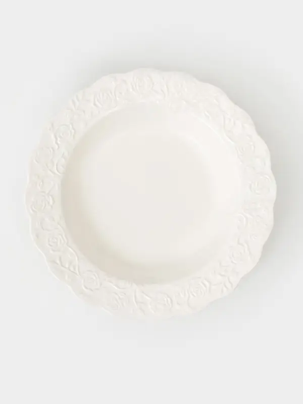 Тарелка глубокая Garden rose, d=24 см, 630 мл, фарфор, белая
