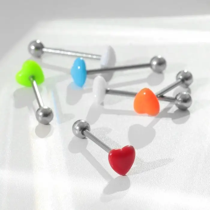 Пирсинг в язык «Сердце» минимал, L=1.9 см, МИКС в серебре Пирсинг в язык «Сердце» минимал, L=1.9 см, МИКС в серебре