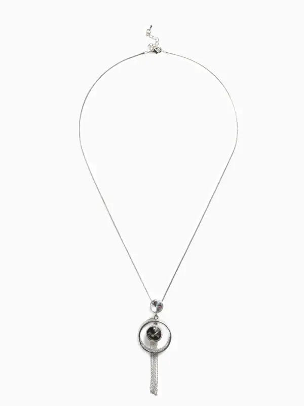 Кулон на цепочке &laquo;Юпитер&raquo;, серый в серебре, 72 см