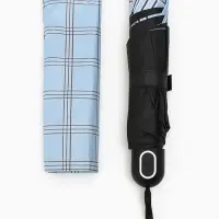 Зонт мех R47/55 8сп 4сл эпонж В/У УФ КЛЕТКА прямая ручка с/рез голубой пакет