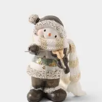 Фигурка новогодняя &laquo;Снеговик - скрипач&raquo;, полистоун, серый, 6.8&times;5.1&times;9.8 см
